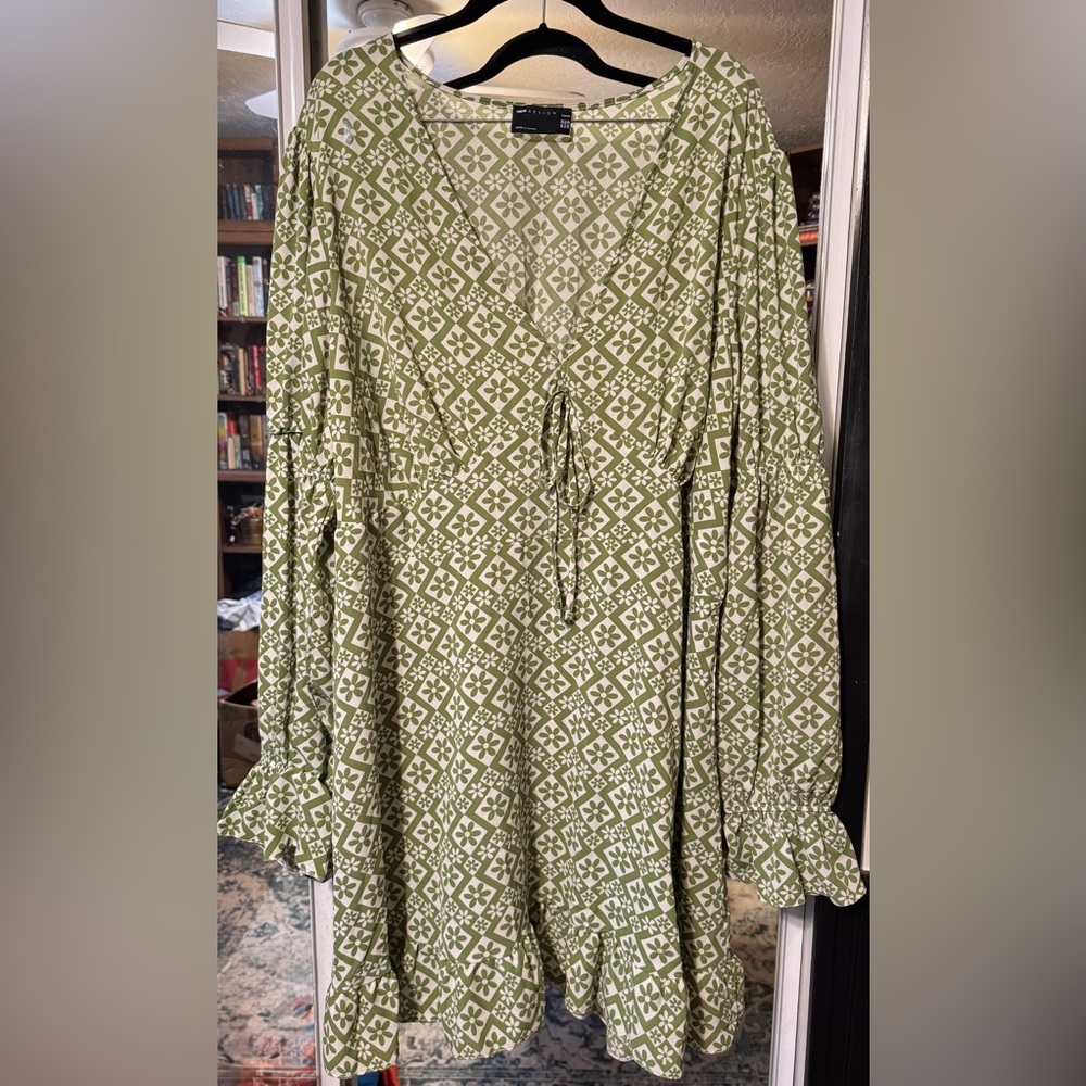 Green Patterned Mod Dress